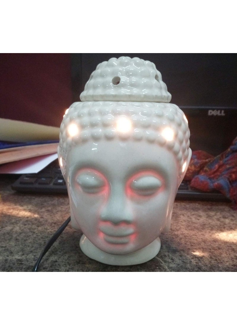 Luxantra Ceramic Electric Buddha Head Aroma Diffuser Night Lamp Light with 2 Lavender Aroma Oil 10ml Each for Home Office Hotel Spa