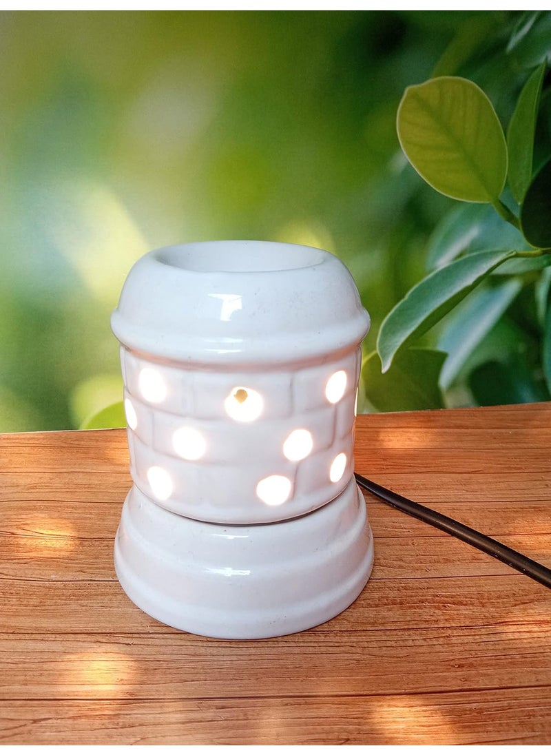 Aatiutik Electric Ceramic Aroma Diffuser Oil Burner with Sandalwood Jasmine Aroma Oil for Home Fragrance