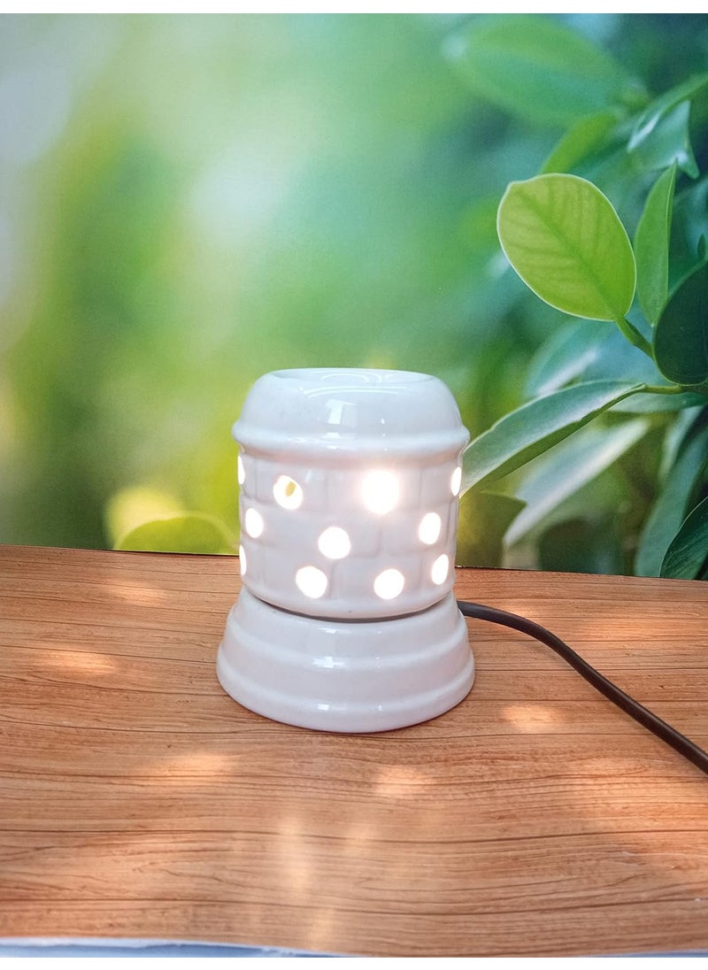 Aatiutik Electric Ceramic Aroma Diffuser Oil Burner with Sandalwood Jasmine Aroma Oil for Home Fragrance