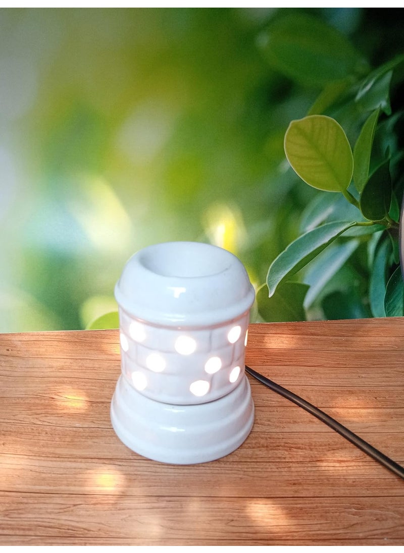 Aatiutik Electric Ceramic Aroma Diffuser Oil Burner with Sandalwood Jasmine Aroma Oil for Home Fragrance