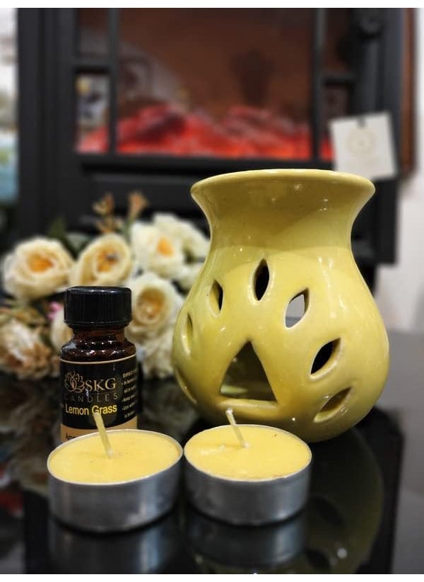 Lemon Symphony Oasis Striking Yellow Ceramic Aroma Oil Heat Diffuser Offering Revitalizing Lemongrass Fragrance A Remarkable and Timeless Gift for a Harmonious and Energized Home