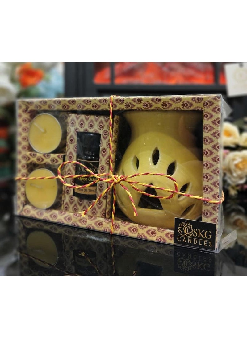 Lemon Symphony Oasis Striking Yellow Ceramic Aroma Oil Heat Diffuser Offering Revitalizing Lemongrass Fragrance A Remarkable and Timeless Gift for a Harmonious and Energized Home