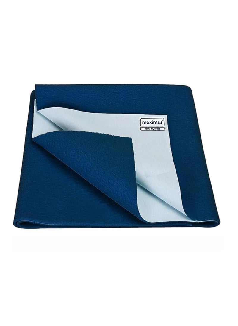 MAXIMUS Waterproof Quick Dry Sheet for Baby Bed Dry Pad Baby Bed Protector Sheet for Toddler Children Large 140cm x 100cm Navy Blue