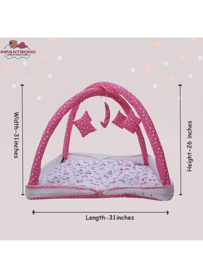 Infantbond New Born Baby Bedding Play Gym Mattress with Net Sleeping Bag 06 Months Pack of 2 Pink Moon