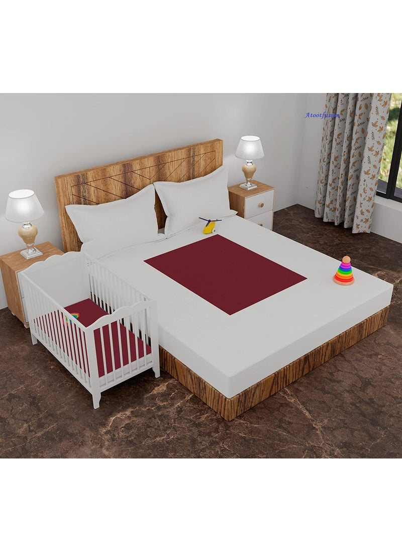 Soft Water Proof Baby Dry SheetBed ProtectorReusable Bed Underpad Waterproof Bed Pad Pee Pad Perfect for Kids Adults The Elderly Extra Large 220 x 140 cm Maroon