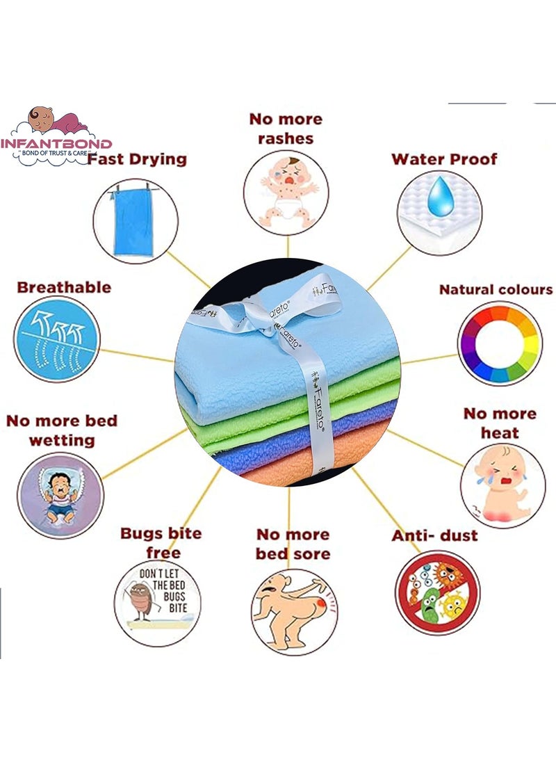 Infantbond Waterproof Quick Dry Sheet for Baby Bed Pad Baby Bed Protector Sheet for Toddler Children 06 MonthsPack of 464cm50cm