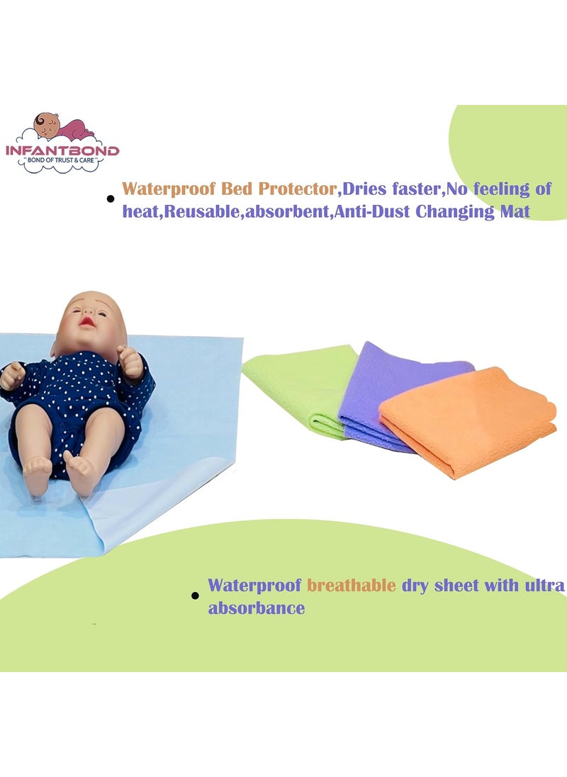 Infantbond Waterproof Quick Dry Sheet for Baby Bed Pad Baby Bed Protector Sheet for Toddler Children 06 MonthsPack of 464cm50cm