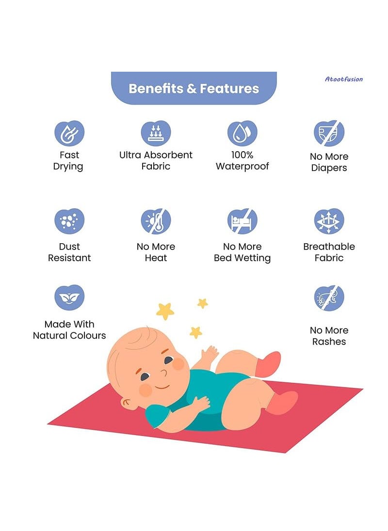 ATOOTFUSION Waterproof Quick Dry Sheet for Baby Baby Bed Protector Washable Mattress Protector Small 70 x 50cm Small 70cm x 50cm Sea Blue Maroon