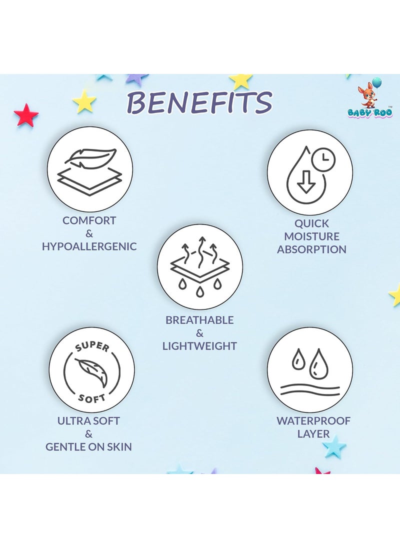 Baby Roo AntiPiling Fleece Extra Absorbent Instant Dry Sheet for Baby Bed Reusable Quick Waterproof Dry Sheet for Baby Baby Bed Protector Pacific Blue L