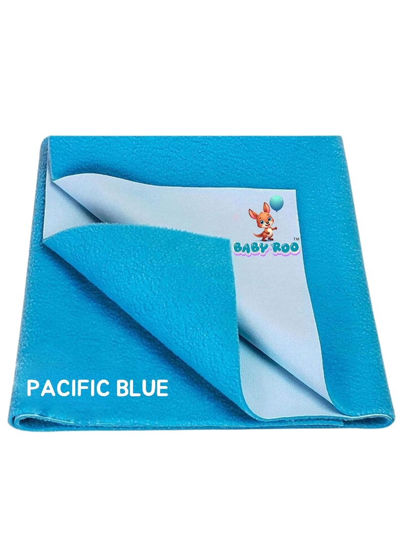 Baby Roo AntiPiling Fleece Extra Absorbent Instant Dry Sheet for Baby Bed Reusable Quick Waterproof Dry Sheet for Baby Baby Bed Protector Pacific Blue L