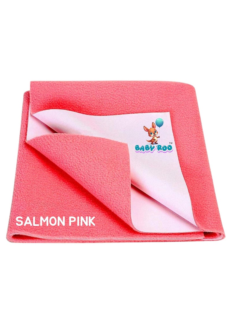 Baby Roo AntiPiling Fleece Extra Absorbent Instant Dry Sheet for Baby Bed Reusable Quick Waterproof Dry Sheet for Baby Baby Bed Protector Salmon Pink L