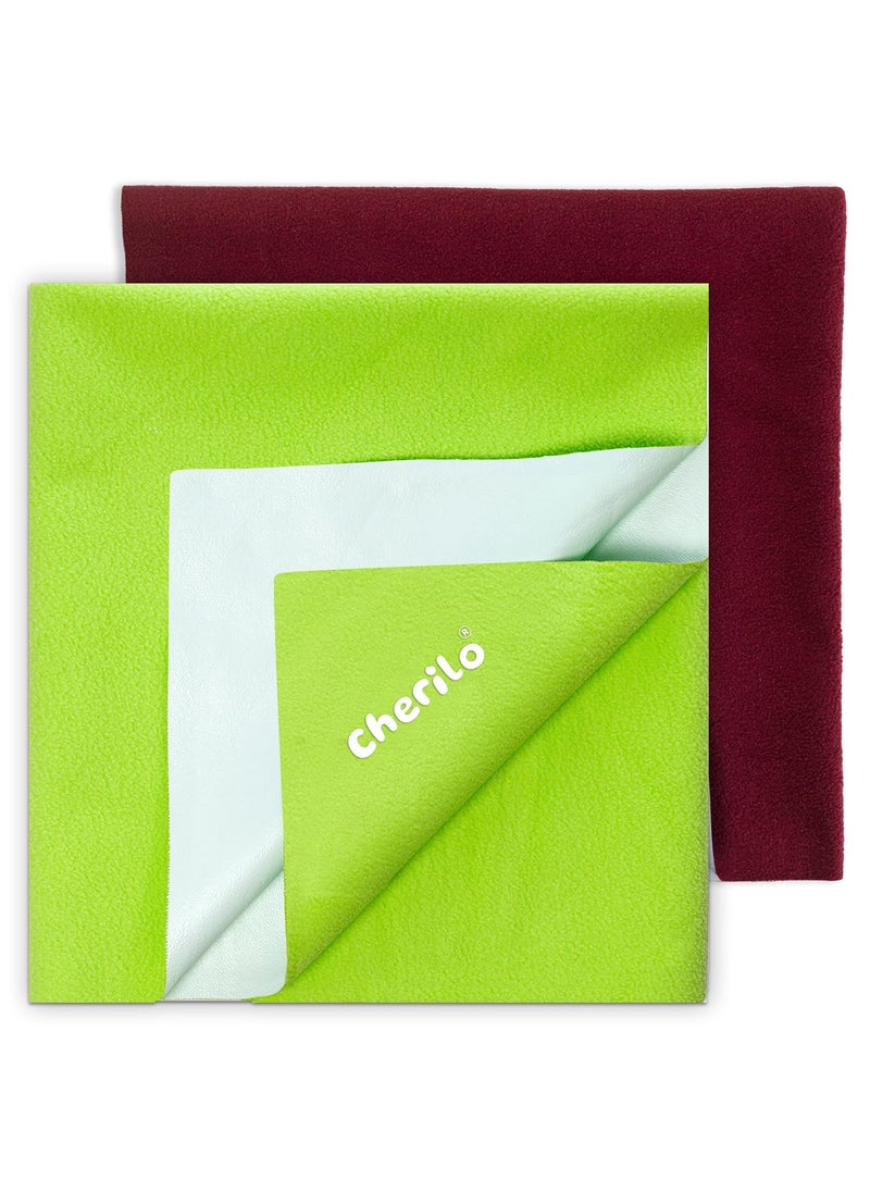 Cherilo Instadry Extra Absorbent Baby Dry SheetBed Protector Large Pack of 2Maroon Pista Green