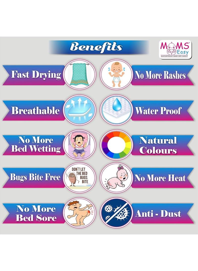MOMSEASY Dry Sheet for New Born Baby Girl Water Proof and Reusable Mat Bed Protector Absorbent Dry Sheets Pink XLarge 200x140 CM