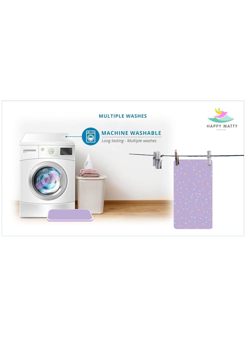 Happy Matty Polyester Babys Extra Absorbent Quick Dry Sheet Waterproof Reusable Washable Colourful Soft Comfortable Best for Lint Free Fabrics Mattress Crib Protector Polkadots SizeLarge