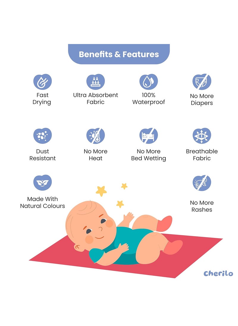 Cherilo Quick Dry Waterproof Protector Baby Dry Sheet Large 100cm X 140cm Beige