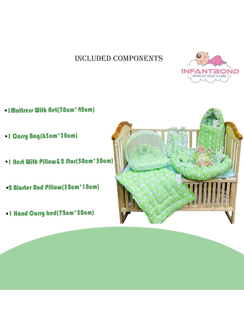 Infantbond 100 Cotton Baby Bedding for New Born Baby Bed Baby Nest Baby Carry Bed Baby Carry Bag 06 MonthsAqua Green Ship P