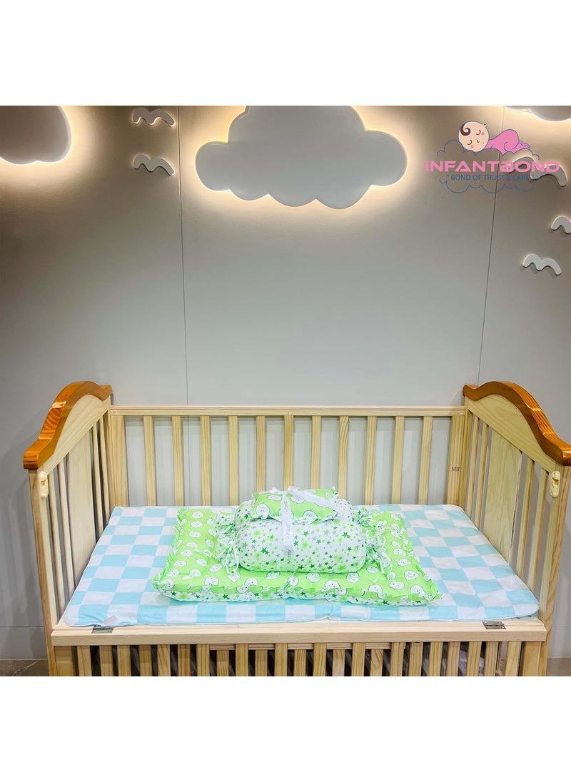 Infantbond 100 Cotton Baby Bedding for New Born Baby Bed Baby Nest Baby Carry Bed Baby Carry Bag 06 MonthsAqua Green Ship P