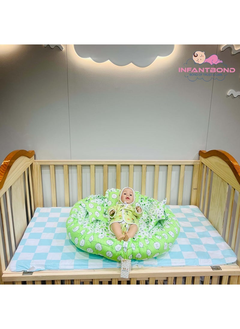 Infantbond 100 Cotton Baby Bedding for New Born Baby Bed Baby Nest Baby Carry Bed Baby Carry Bag 06 MonthsAqua Green Ship P