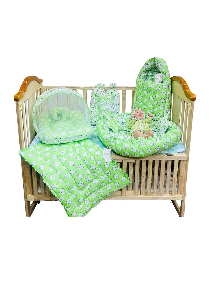 Infantbond 100 Cotton Baby Bedding for New Born Baby Bed Baby Nest Baby Carry Bed Baby Carry Bag 06 MonthsAqua Green Ship P