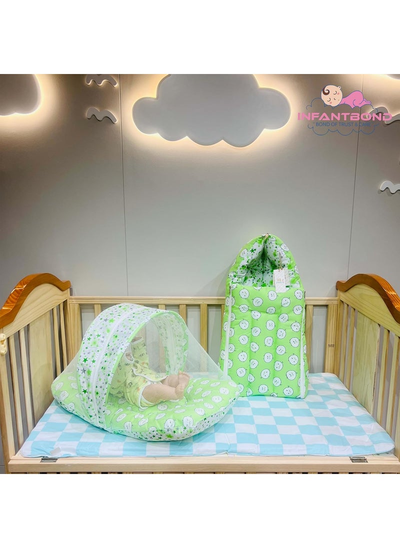 Infantbond 100 Cotton Baby Bedding for New Born Baby Bed Baby Nest Baby Carry Bed Baby Carry Bag 06 MonthsAqua Green Ship P