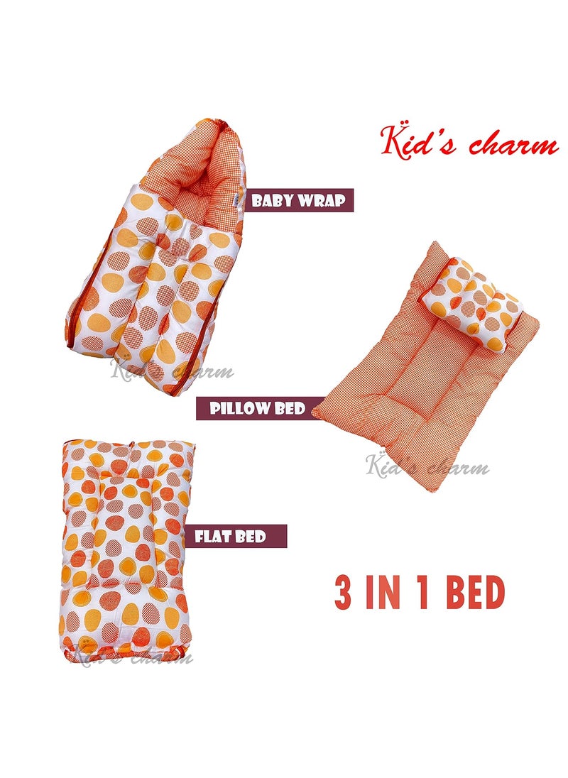 Kids Charm Ovally 4 PCS Combo Set 3 in 1 Babys Carry Bed5 in 1 Babys Feeding Pillow with Safety Belt2 in 1 Babys Cotton with Mosquito Net2 in 1 Babys Sleeping Bed for 48 Months Grey