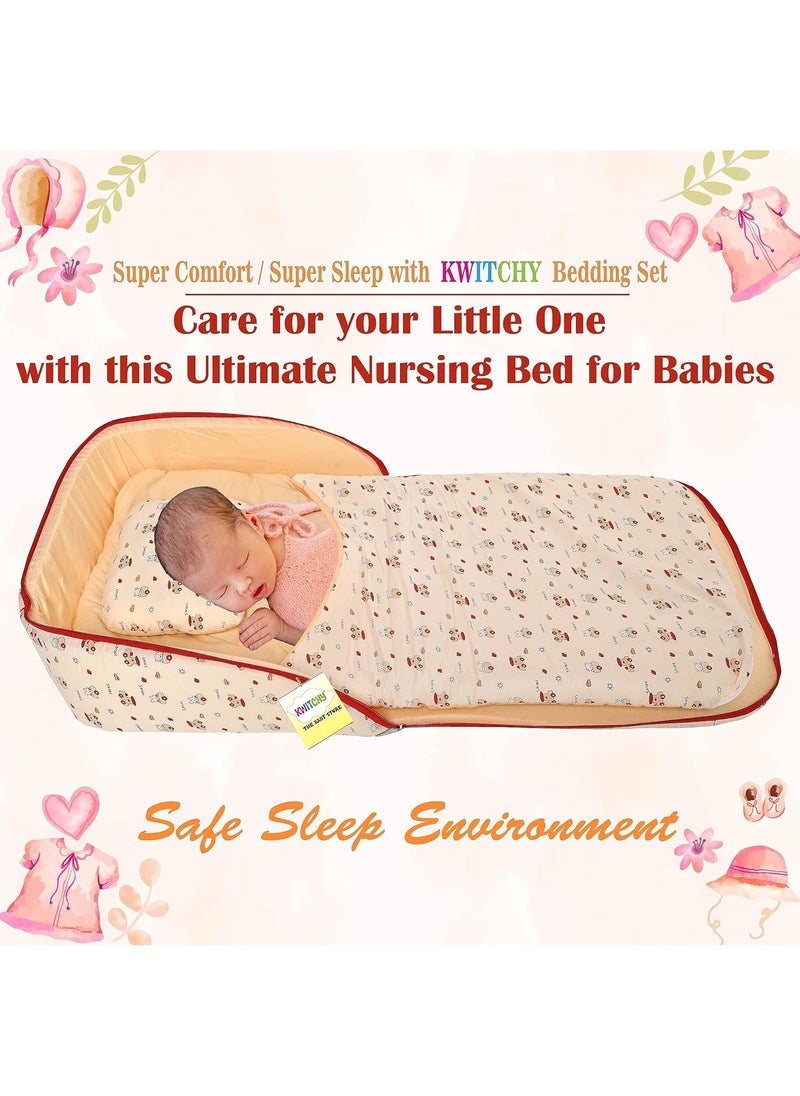 Kwitchy Baby Bedding Set Newborn Baby Bed Mattress Nest Portable Bed Sleeping Bed Carry Nests Cotton Gadda Set Infants Toddlers Girls Boys 012 Months Orange
