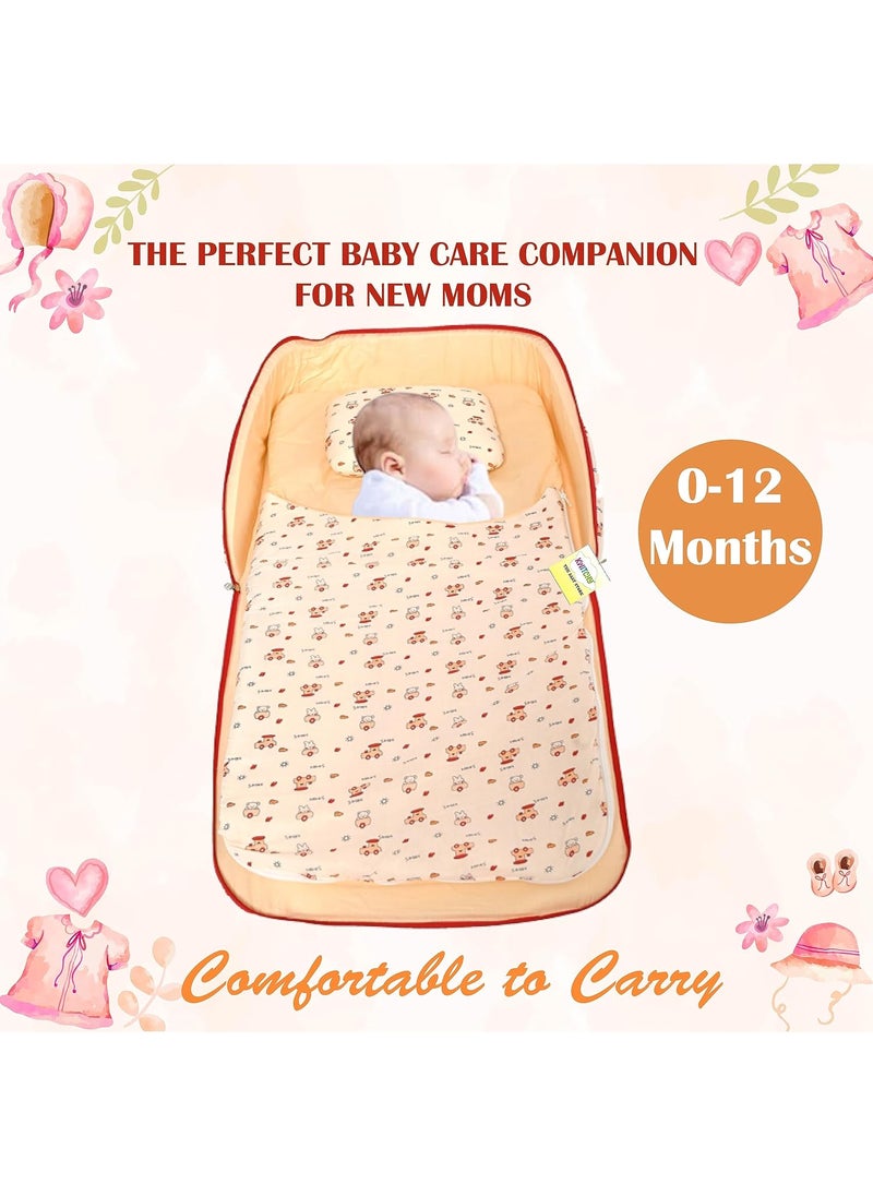 Kwitchy Baby Bedding Set Newborn Baby Bed Mattress Nest Portable Bed Sleeping Bed Carry Nests Cotton Gadda Set Infants Toddlers Girls Boys 012 Months Orange
