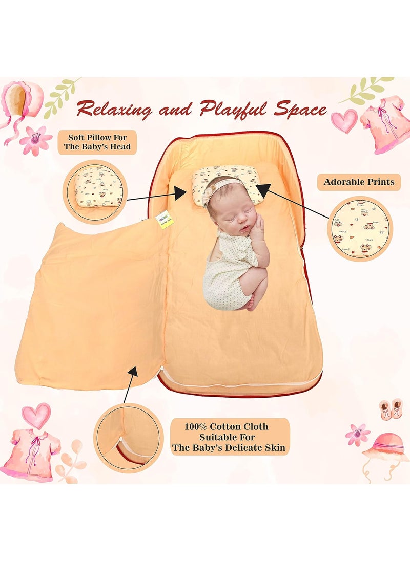 Kwitchy Baby Bedding Set Newborn Baby Bed Mattress Nest Portable Bed Sleeping Bed Carry Nests Cotton Gadda Set Infants Toddlers Girls Boys 012 Months Orange