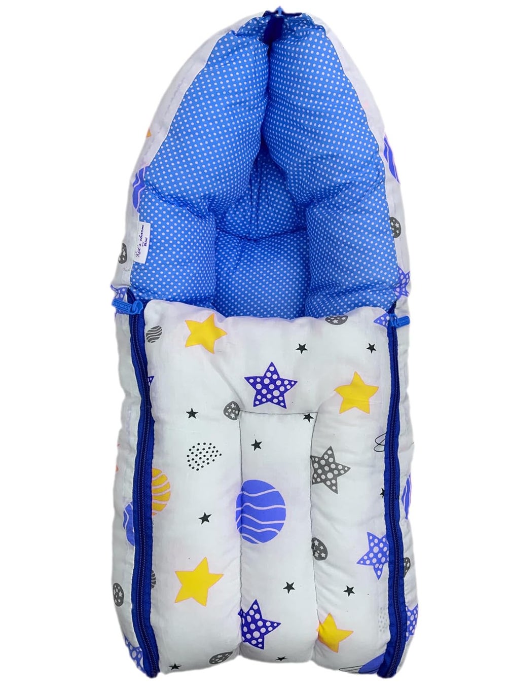 Kids Charm Planet Mega 3 in 1 Babys Cotton Bed Cum Carry Bed Printed Baby Sleeping BagBaby BedInfant Portable for Unisex Easily Portable Light Weight Carry for New Born 48 Months Old Blue