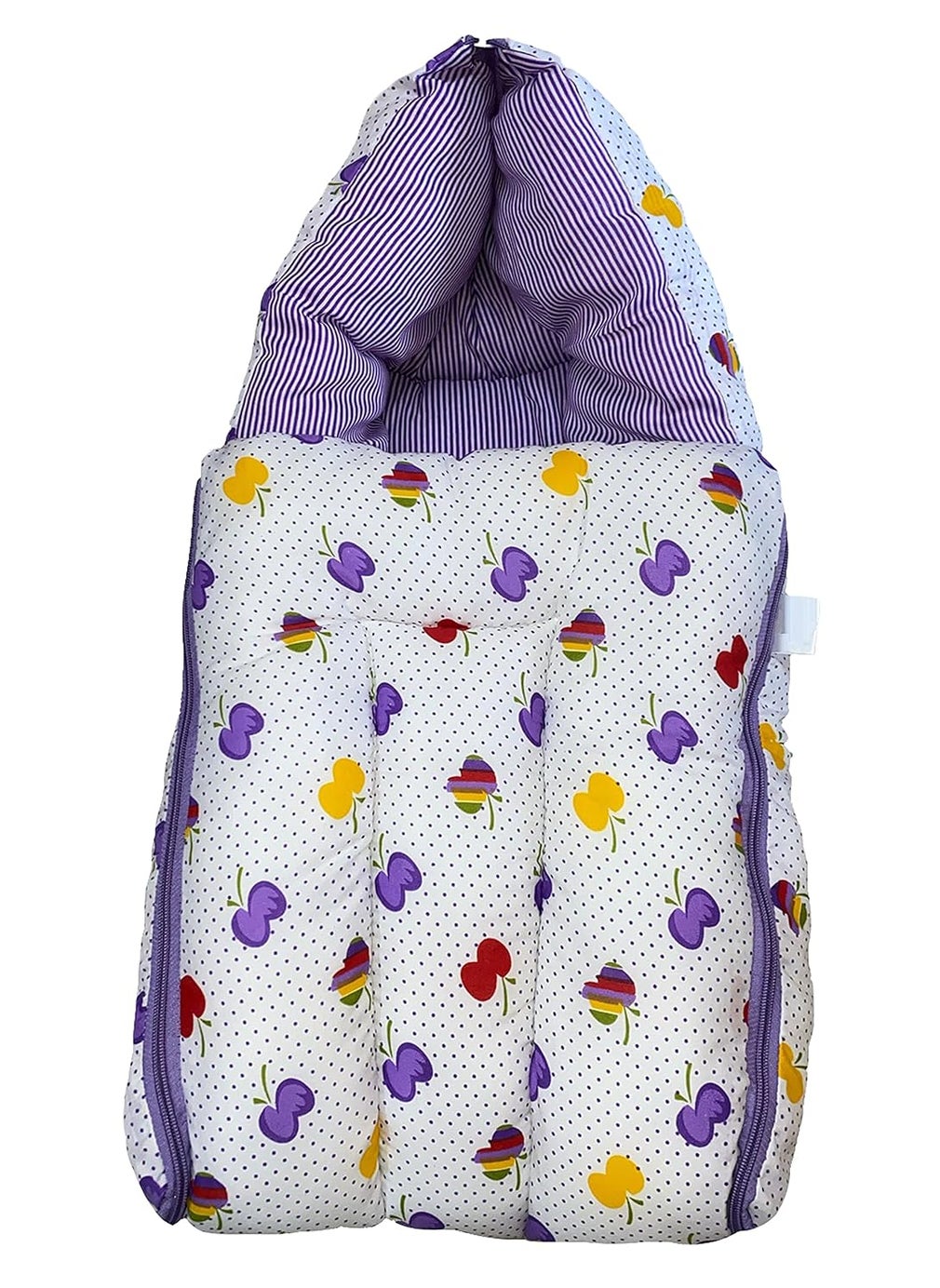Kids Charm Cherry 3 in 1 Babys Cotton Bed Cum Carry Bed Printed Baby Sleeping BagBaby BedInfant Portable BassinetNest for CoSleeping Unisex Baby Bedding for New Born 08 Months Old Violet