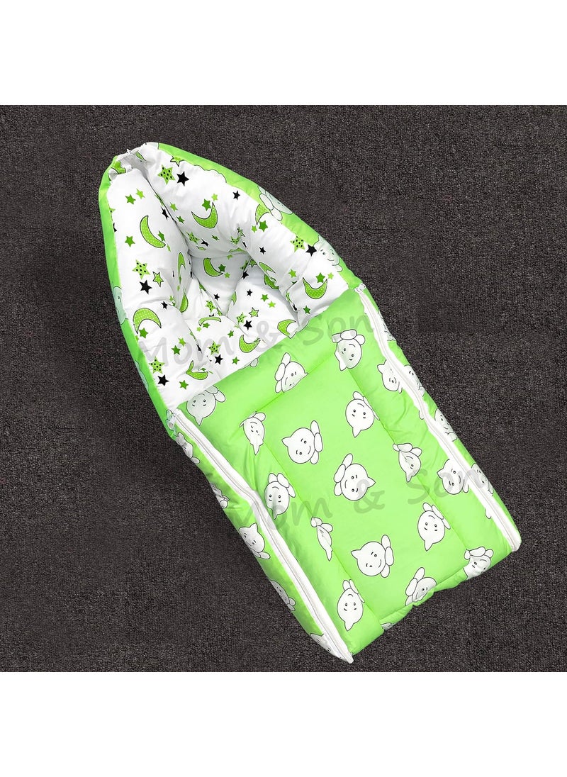 CUSTOMARY New Born Baby Cotton Sleeping Bag 4 Pcs Cotton Beddding SetBaby Gadda Bed with Baby Pillow for 06 Months