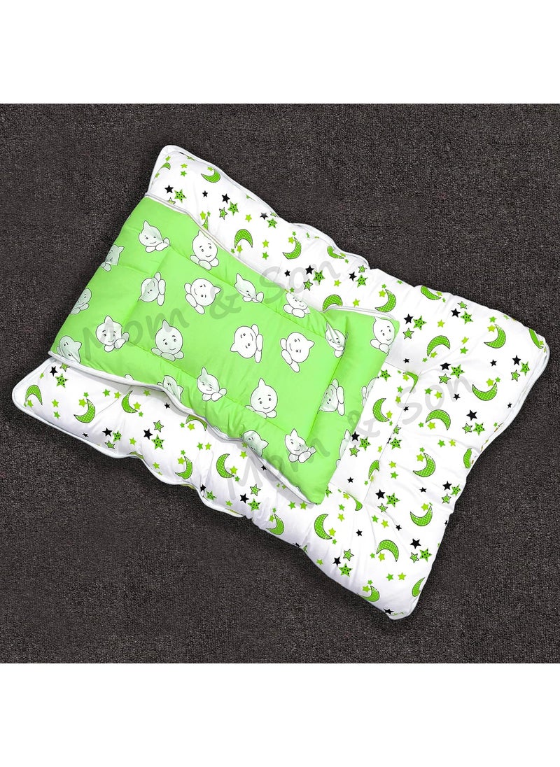 CUSTOMARY New Born Baby Cotton Sleeping Bag 4 Pcs Cotton Beddding SetBaby Gadda Bed with Baby Pillow for 06 Months