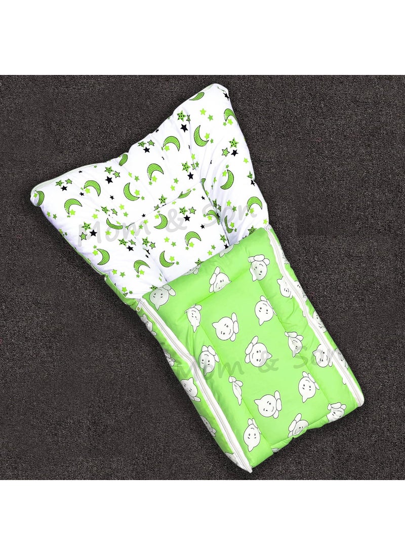 CUSTOMARY New Born Baby Cotton Sleeping Bag 4 Pcs Cotton Beddding SetBaby Gadda Bed with Baby Pillow for 06 Months