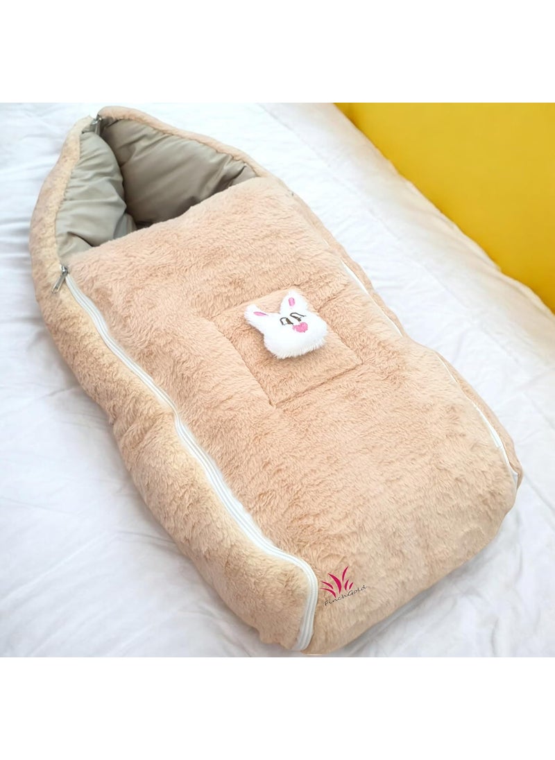 FinchGold Super Soft Fur Fabric Baby Sleeping Bag 06 Months Camel Color