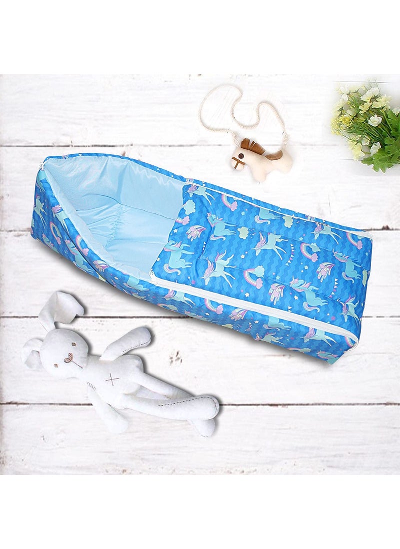 Oscar Home 3 in 1 Multi Usage Baby Bed Cum Sleeping Bag Carry Bag Safety Bag Baby Wrapper Baby Carrier Nest Bag 09 Months with high Cushioning Blue