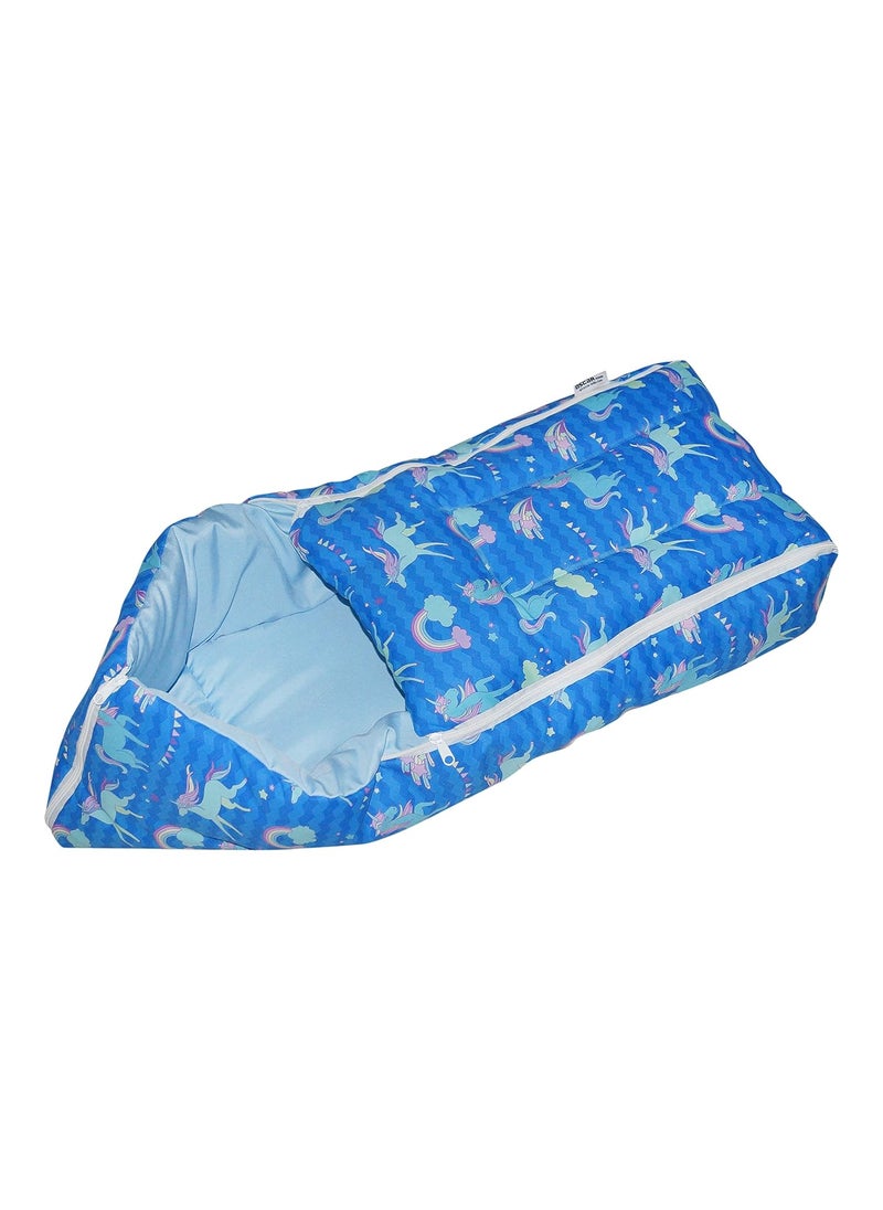Oscar Home 3 in 1 Baby Sleeping Bag Carry Nest Cotton Bedding Set for Infants New Born Baby PortableTravel Skin Friendly Blue Unicorn