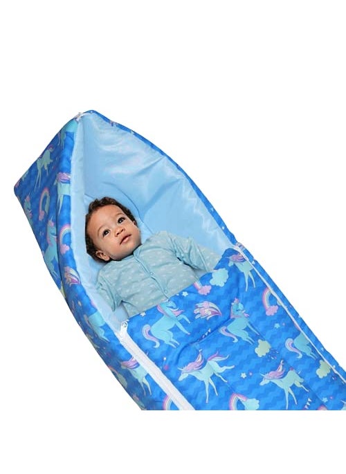 Oscar Home 3 in 1 Baby Sleeping Bag Carry Nest Cotton Bedding Set for Infants New Born Baby PortableTravel Skin Friendly Blue Unicorn