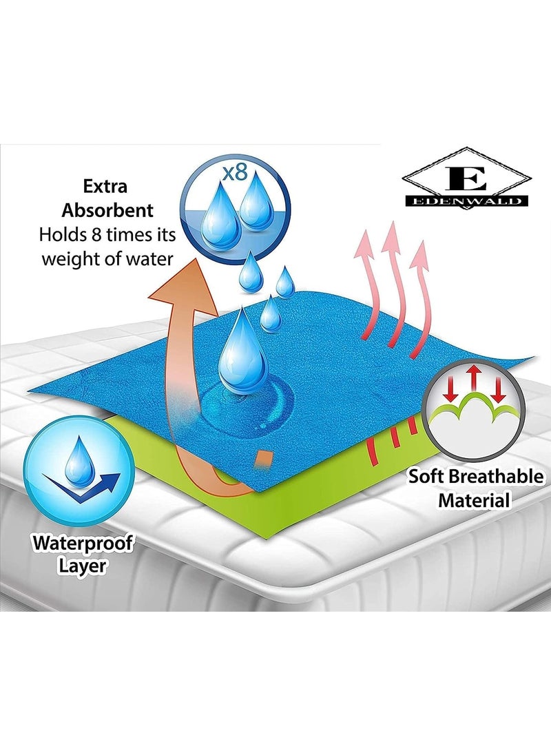Edenwald Waterproof Quick Dry Sheet for Baby Rubber Sheet for Bed Adult King Size Royal Blue_XLarge 200cm x 140cm