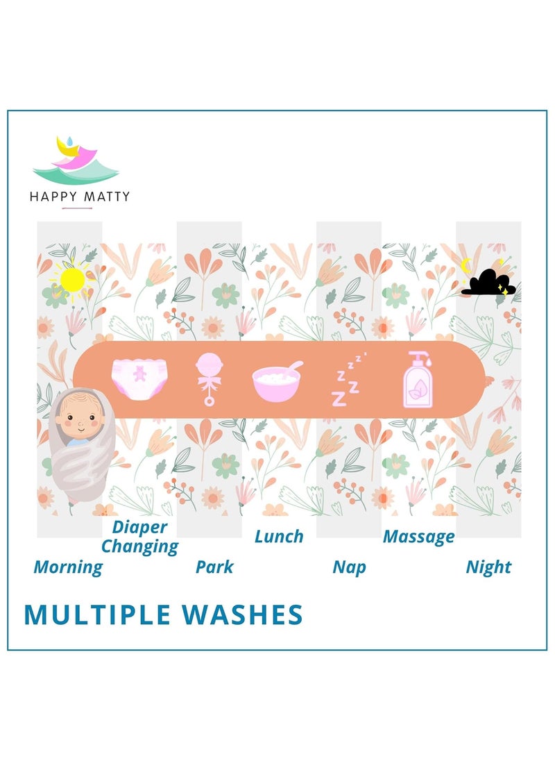 Happy Matty Babys Extra Absorbent Quick Dry Sheet Playmat Waterproof Reusable Washable Colourful Soft Comfortable Best Gifting Lint Free Fabrics Mattress Crib Protector Medium Leaves 50cm x 70cm