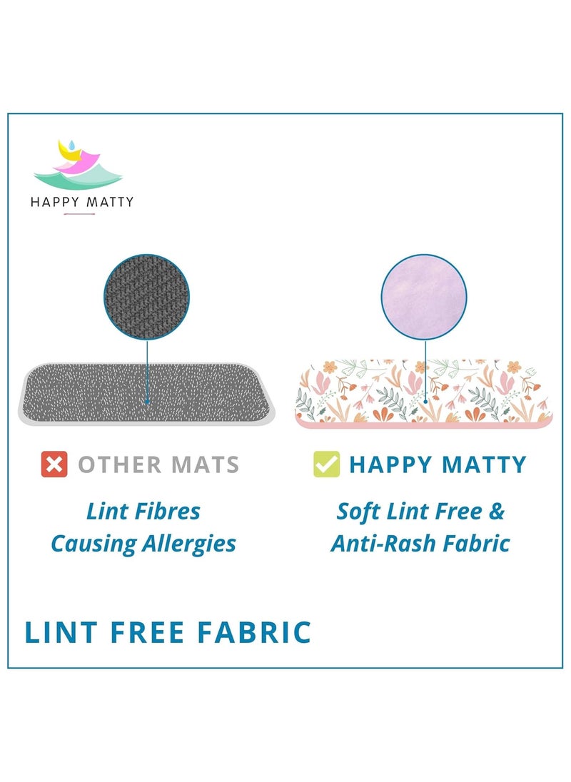 Happy Matty Babys Extra Absorbent Quick Dry Sheet Playmat Waterproof Reusable Washable Colourful Soft Comfortable Best Gifting Lint Free Fabrics Mattress Crib Protector Medium Leaves 50cm x 70cm