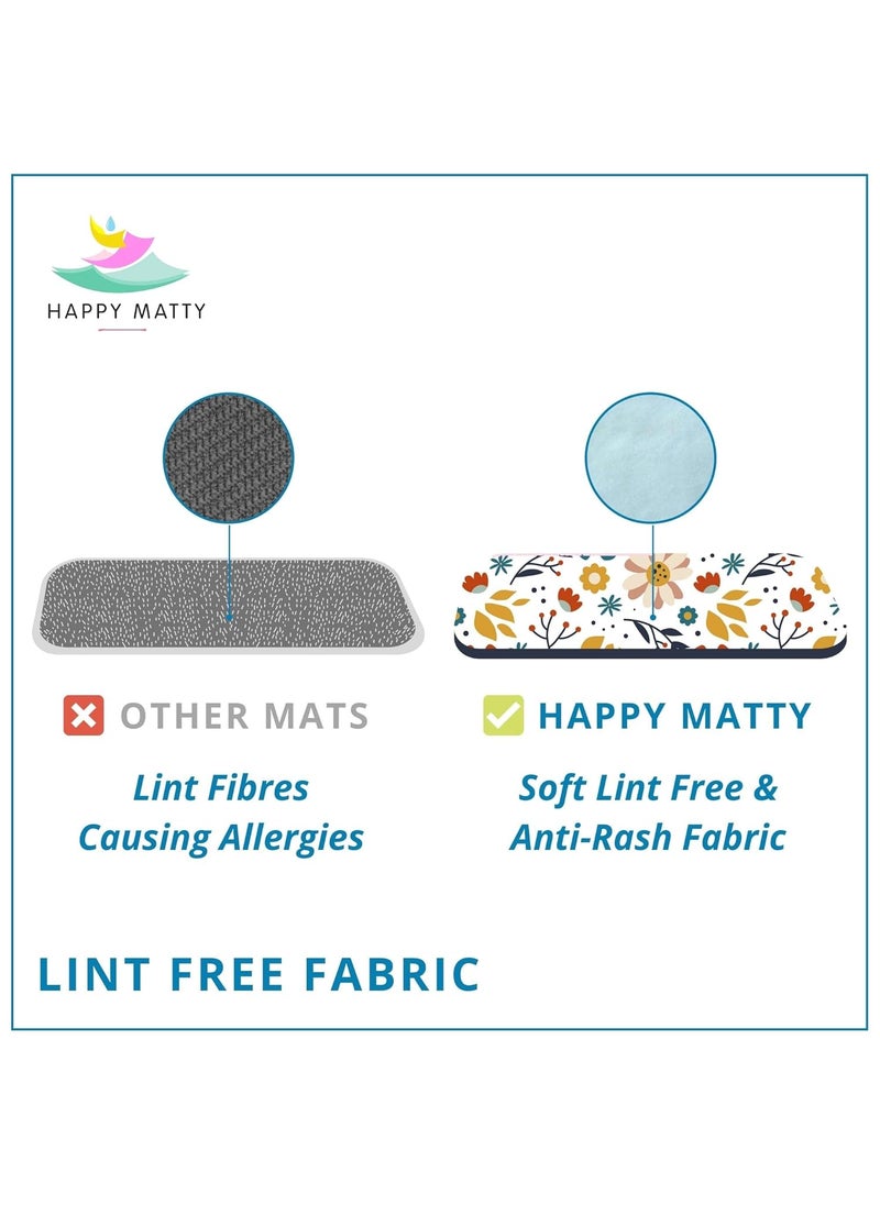 Happy Matty Babys Extra Absorbent Quick Dry Sheet Playmat Waterproof Reusable Washable Colourful Soft Comfortable Best for Gifting Lint Free Fabrics Mattress Crib Protector LargeFloral