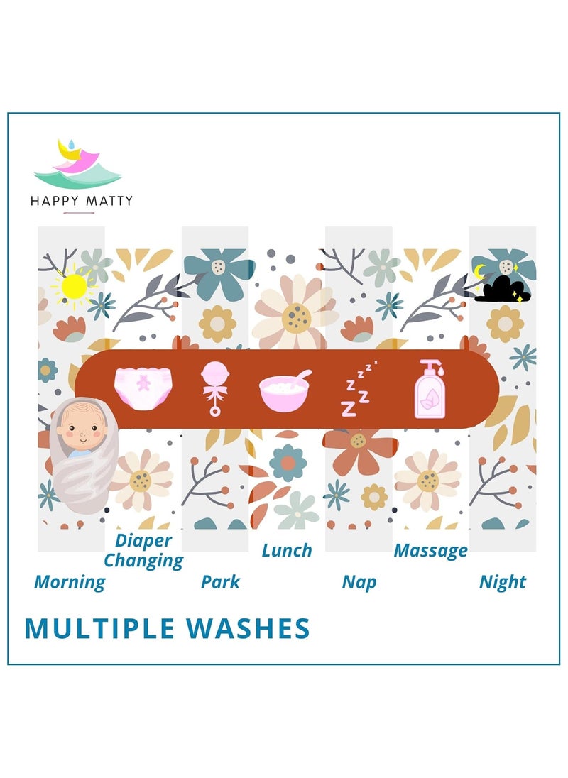 Happy Matty Babys Extra Absorbent Quick Dry Sheet Playmat Waterproof Reusable Washable Colourful Soft Comfortable Best for Gifting Lint Free Fabrics Mattress Crib Protector LargeFloral