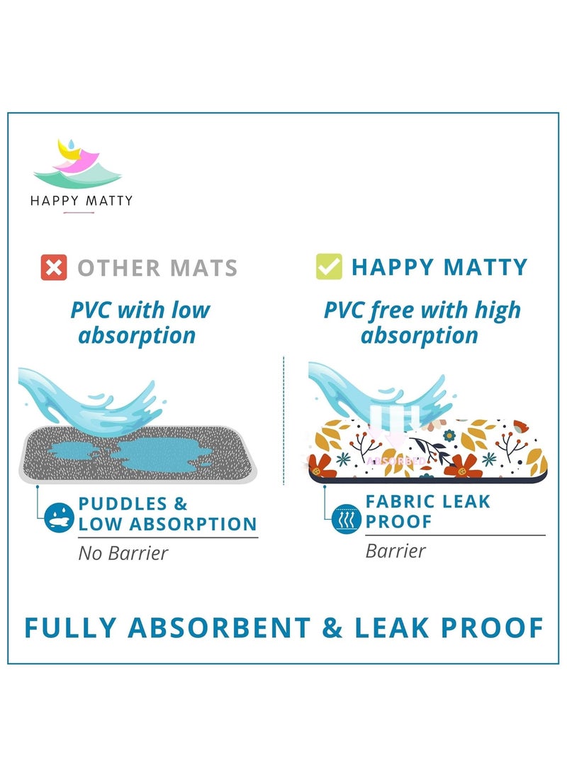 Happy Matty Babys Extra Absorbent Quick Dry Sheet Playmat Waterproof Reusable Washable Colourful Soft Comfortable Best for Gifting Lint Free Fabrics Mattress Crib Protector LargeFloral