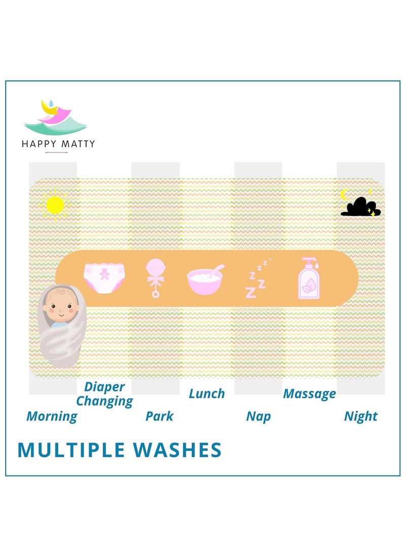Happy Matty Babys Extra Absorbent Quick Dry Sheet Playmat Waterproof Reusable Washable Colourful Soft Comfortable Best for Gifting Lint Free Fabrics Mattress Crib Protector Large Zigzag Large