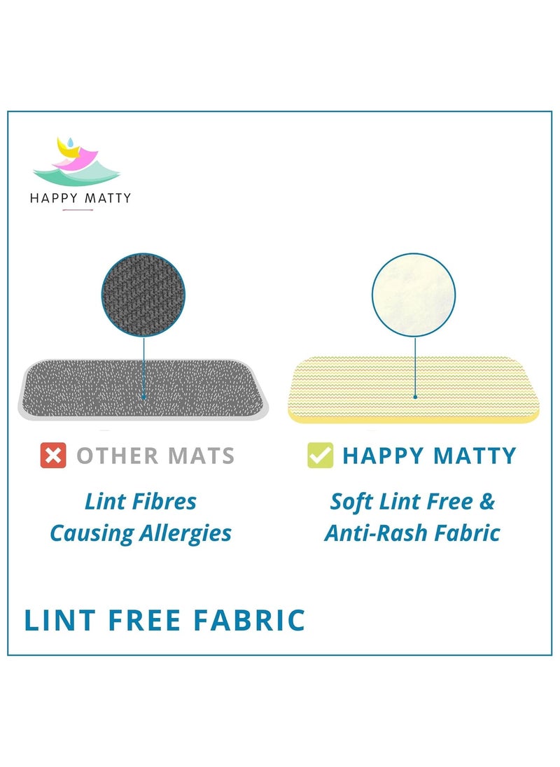 Happy Matty Babys Extra Absorbent Quick Dry Sheet Playmat Waterproof Reusable Washable Colourful Soft Comfortable Best for Gifting Lint Free Fabrics Mattress Crib Protector Large Zigzag Large