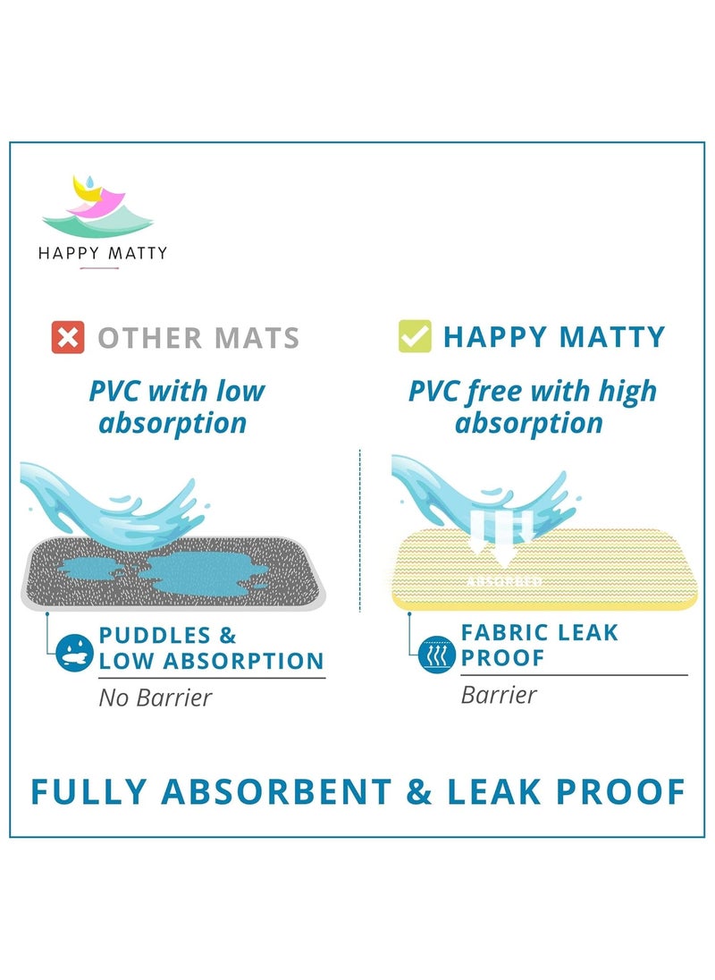 Happy Matty Babys Extra Absorbent Quick Dry Sheet Playmat Waterproof Reusable Washable Colourful Soft Comfortable Best for Gifting Lint Free Fabrics Mattress Crib Protector Large Zigzag Large