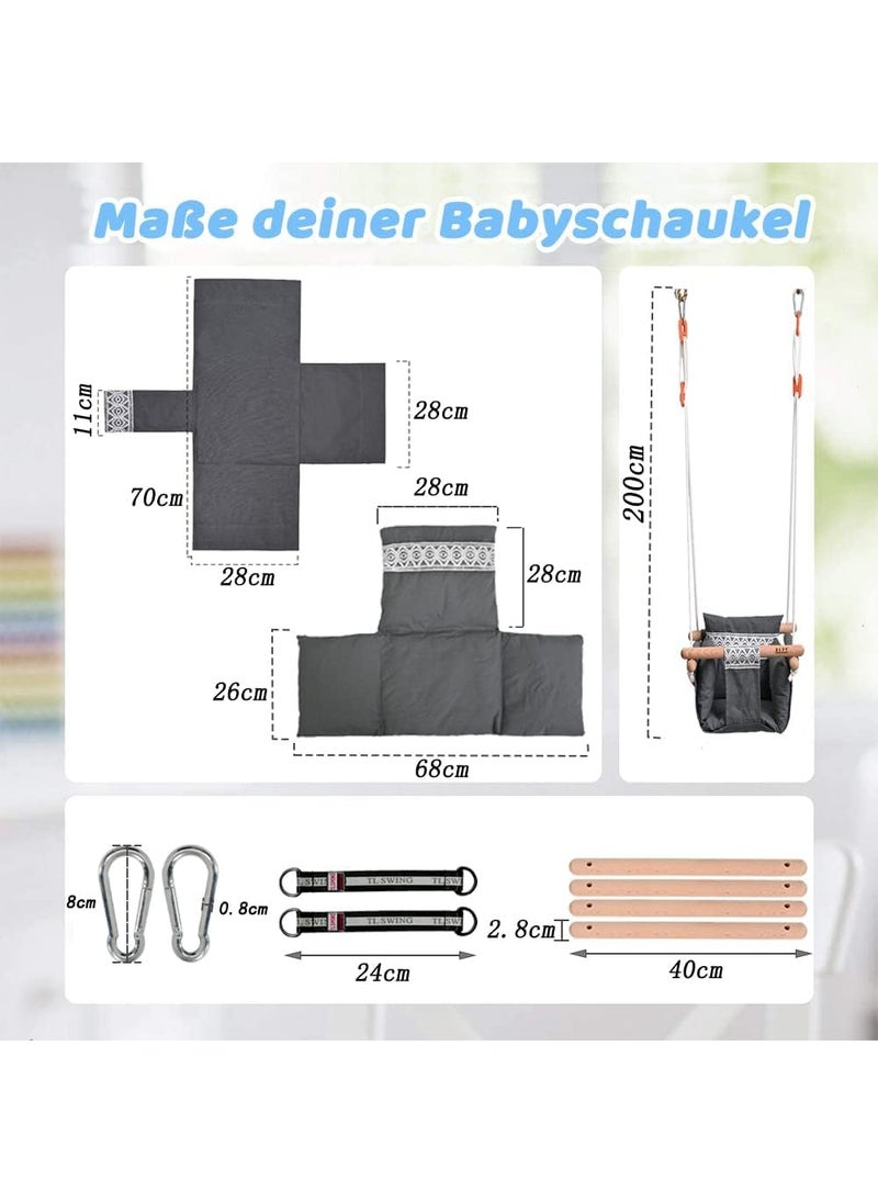 BLURISM BabyChildrens Swing Baby Swing Outdoor Indoor Secure Canvas Hanging Swing Seat with Safety Belt for Baby Infant Toddler Swing for Indoor Playground Tree Swings or Backyard