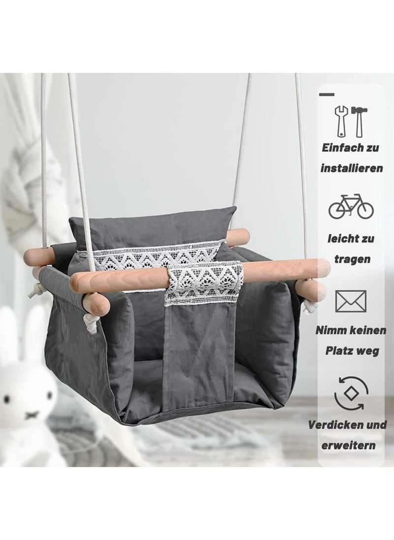 BLURISM BabyChildrens Swing Baby Swing Outdoor Indoor Secure Canvas Hanging Swing Seat with Safety Belt for Baby Infant Toddler Swing for Indoor Playground Tree Swings or Backyard