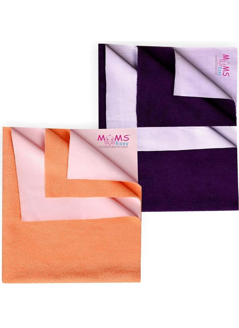 MOMSEASY New Born Baby Urine Mat Waterproof Baby Mat Waterproof Quickly Dry Sheet and New Born Care Products Combo2 PeachPlum Medium 100x70 cm