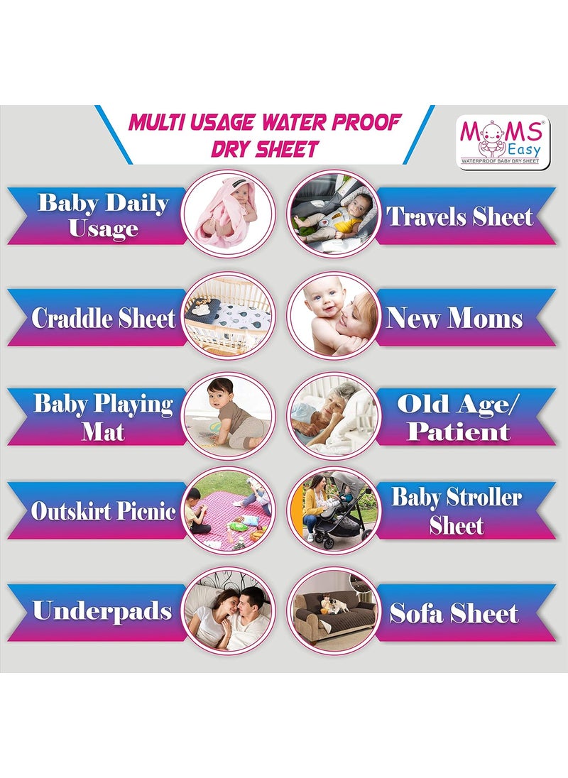 MOMSEASY New Born Baby Urine Mats Waterproof Baby Pee Protector Bed Bed Protector Waterproof Baby and New Born Baby Products Combo RBlue Maroon Peach Large 140x100 cm
